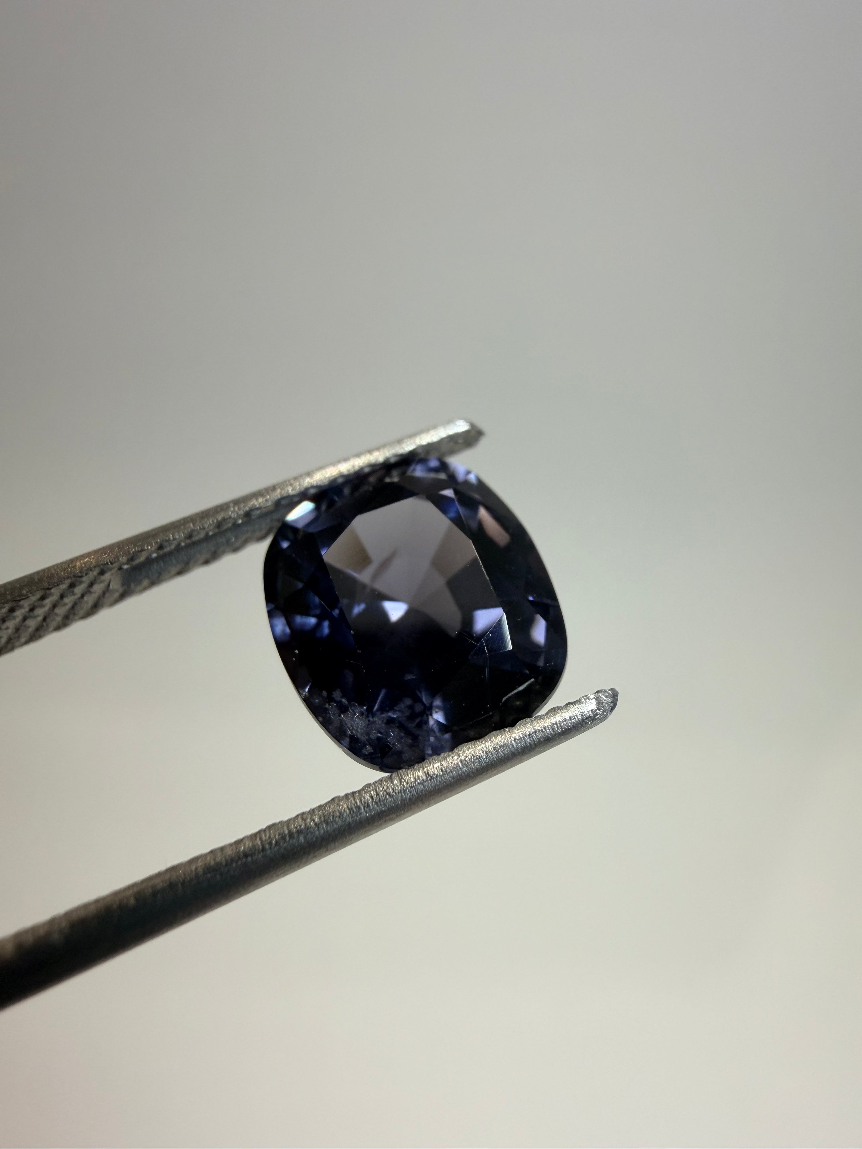 Natural untreated blue spinel, 2.65 ct cushion, Luc Yen Vietnam