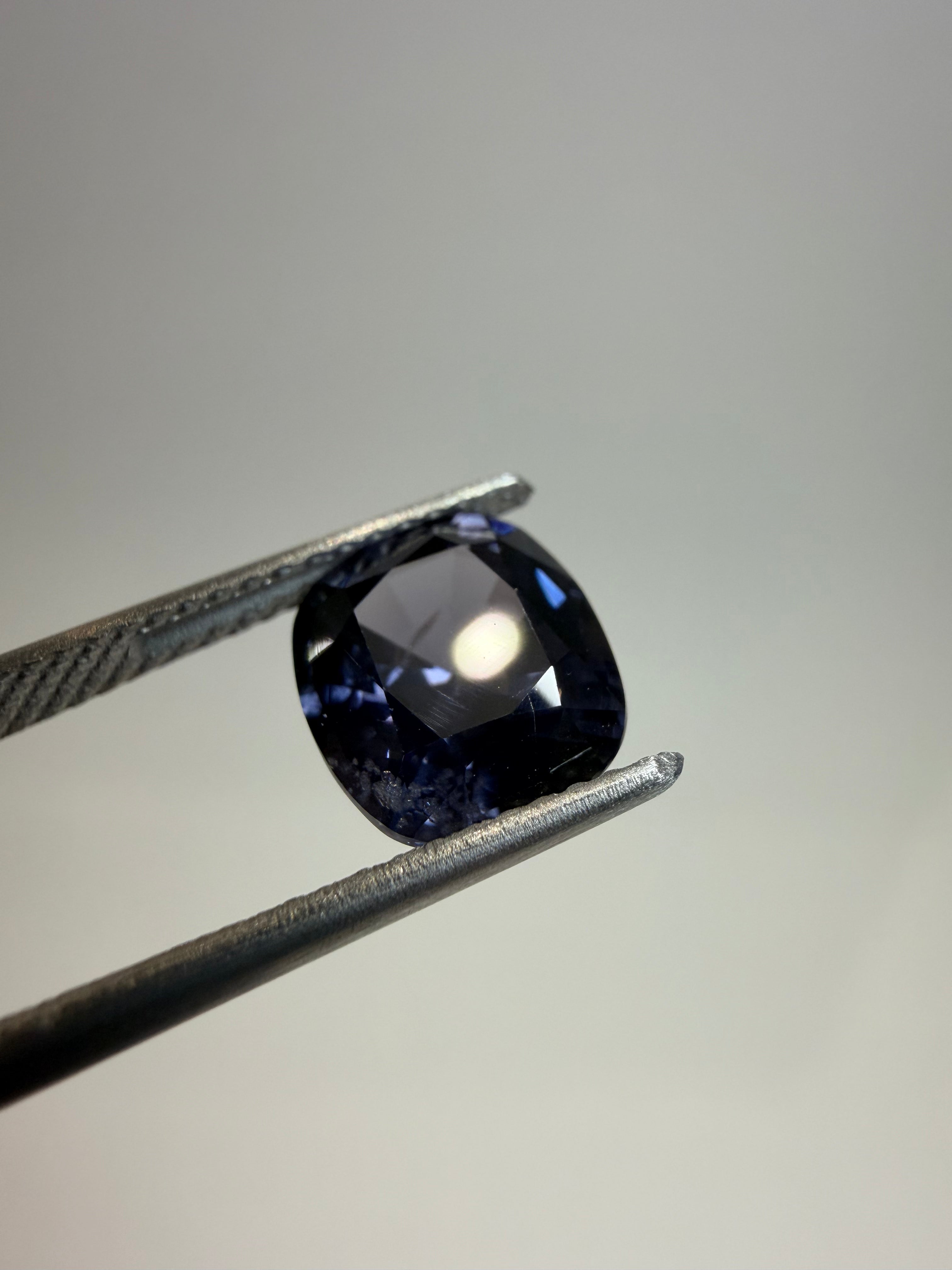 Natural untreated blue spinel, 2.65 ct cushion, Luc Yen Vietnam