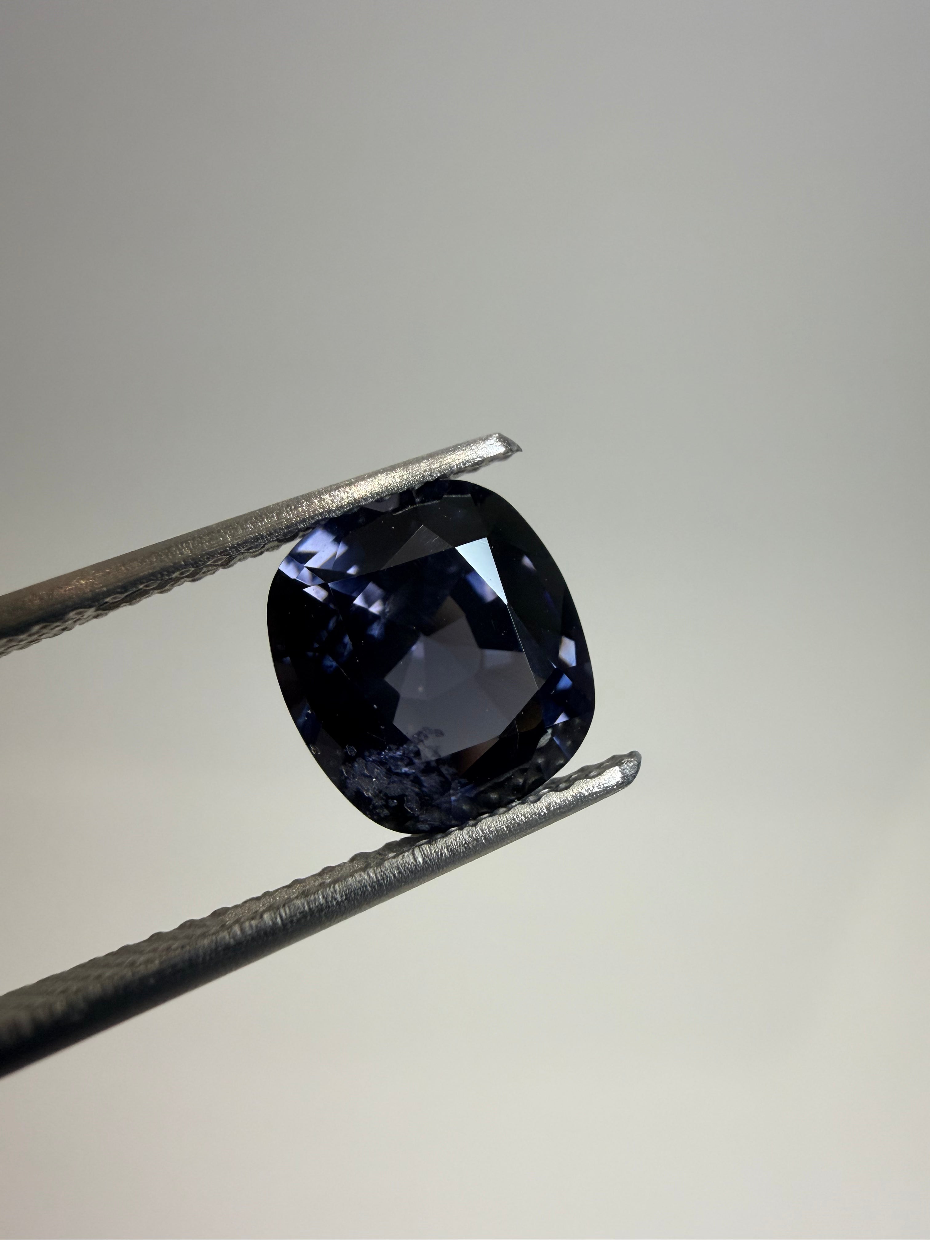 Natural untreated blue spinel, 2.65 ct cushion, Luc Yen Vietnam