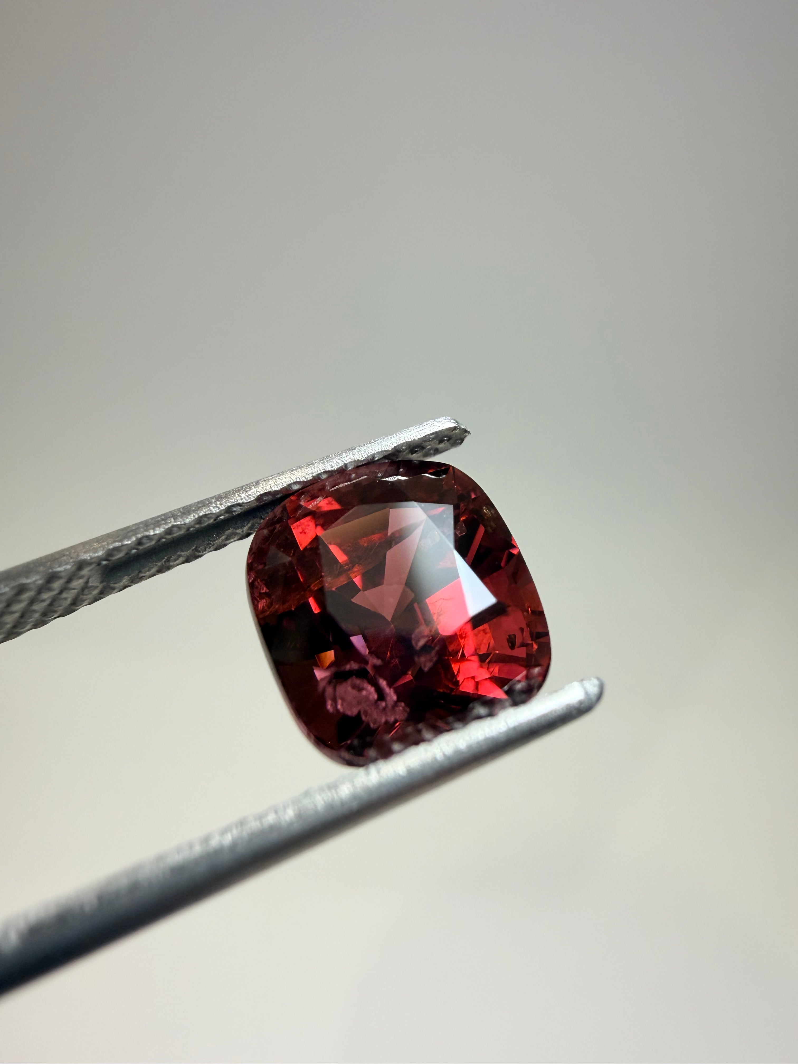 Natural untreated wine-red spinel, 3.18 ct cushion, Luc Yen Vietnam
