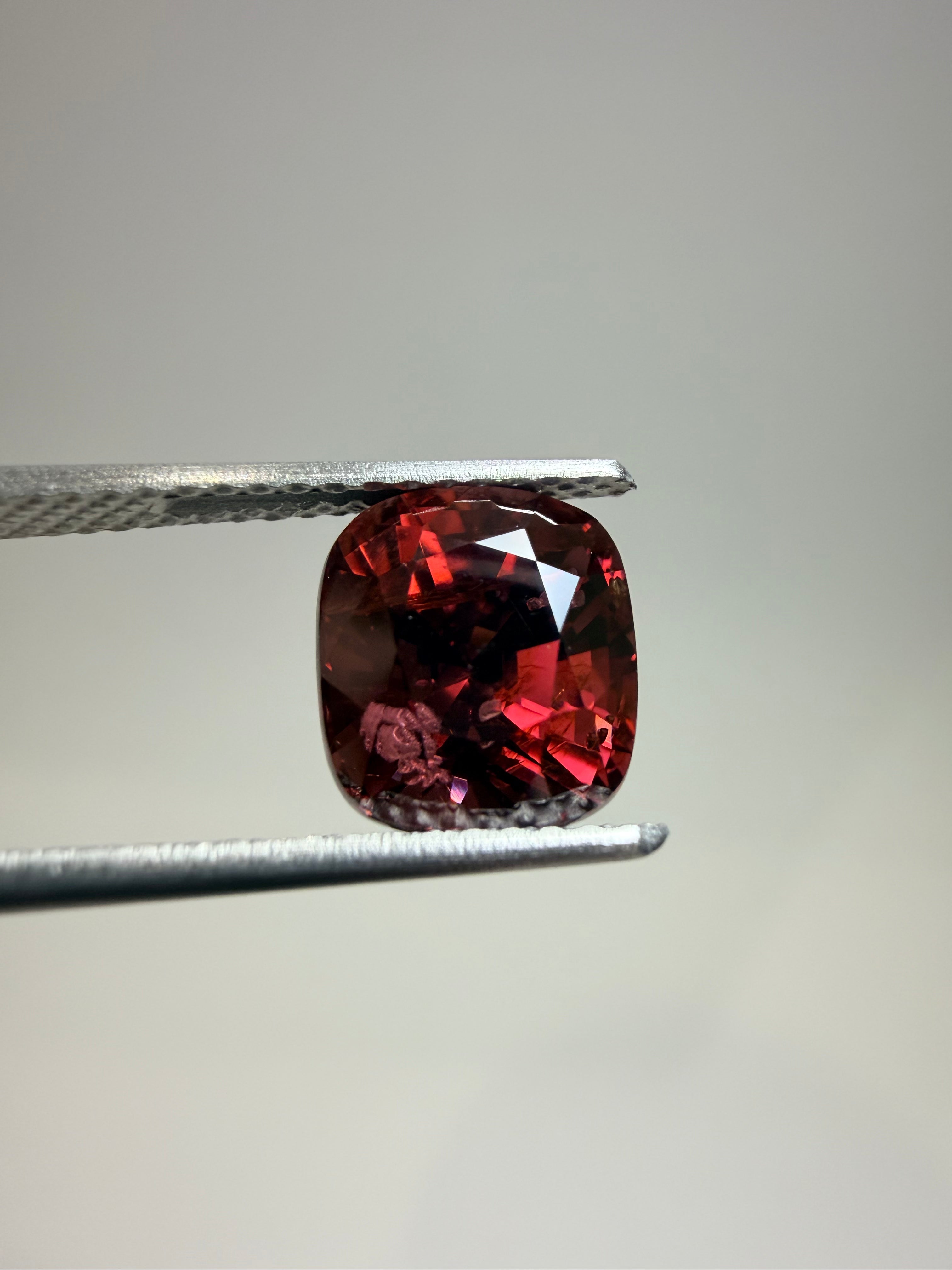 Natural untreated wine-red spinel, 3.18 ct cushion, Luc Yen Vietnam