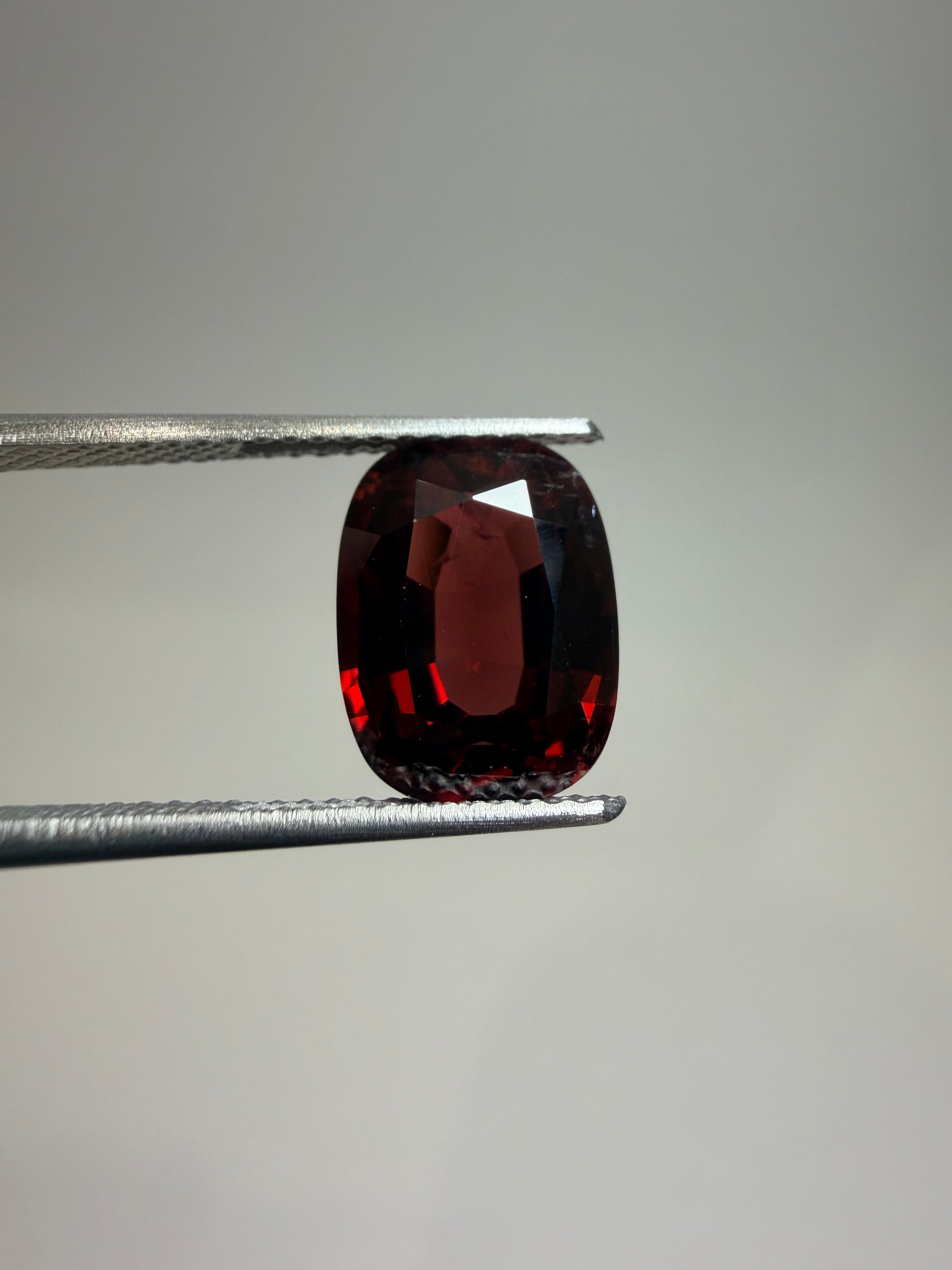 Natural untreated dark-red spinel, 3.89 ct elongated cushion, Luc Yen Vietnam