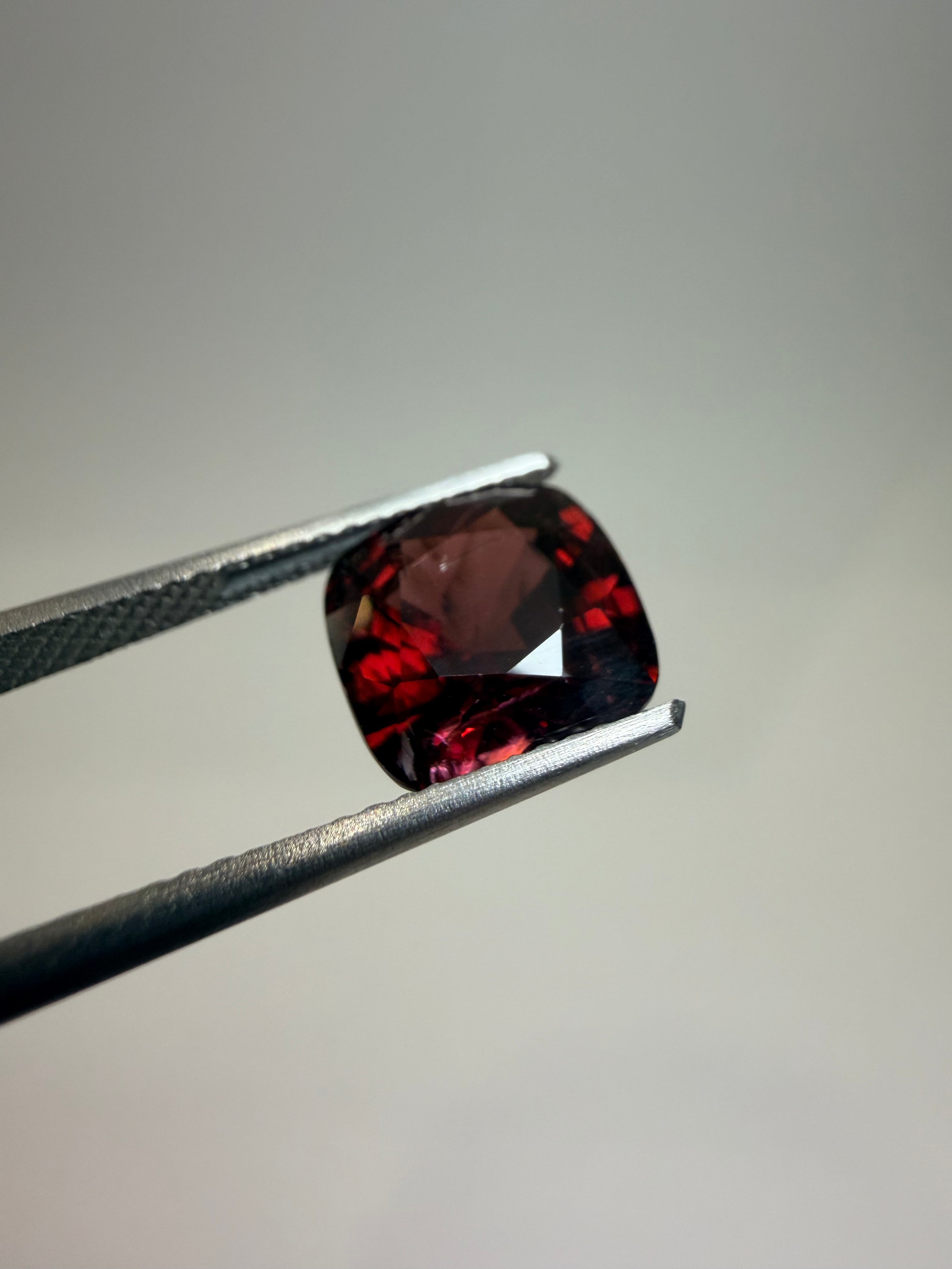 Natural untreated dark-red spinel, 3.55 ct cushion, Luc Yen Vietnam