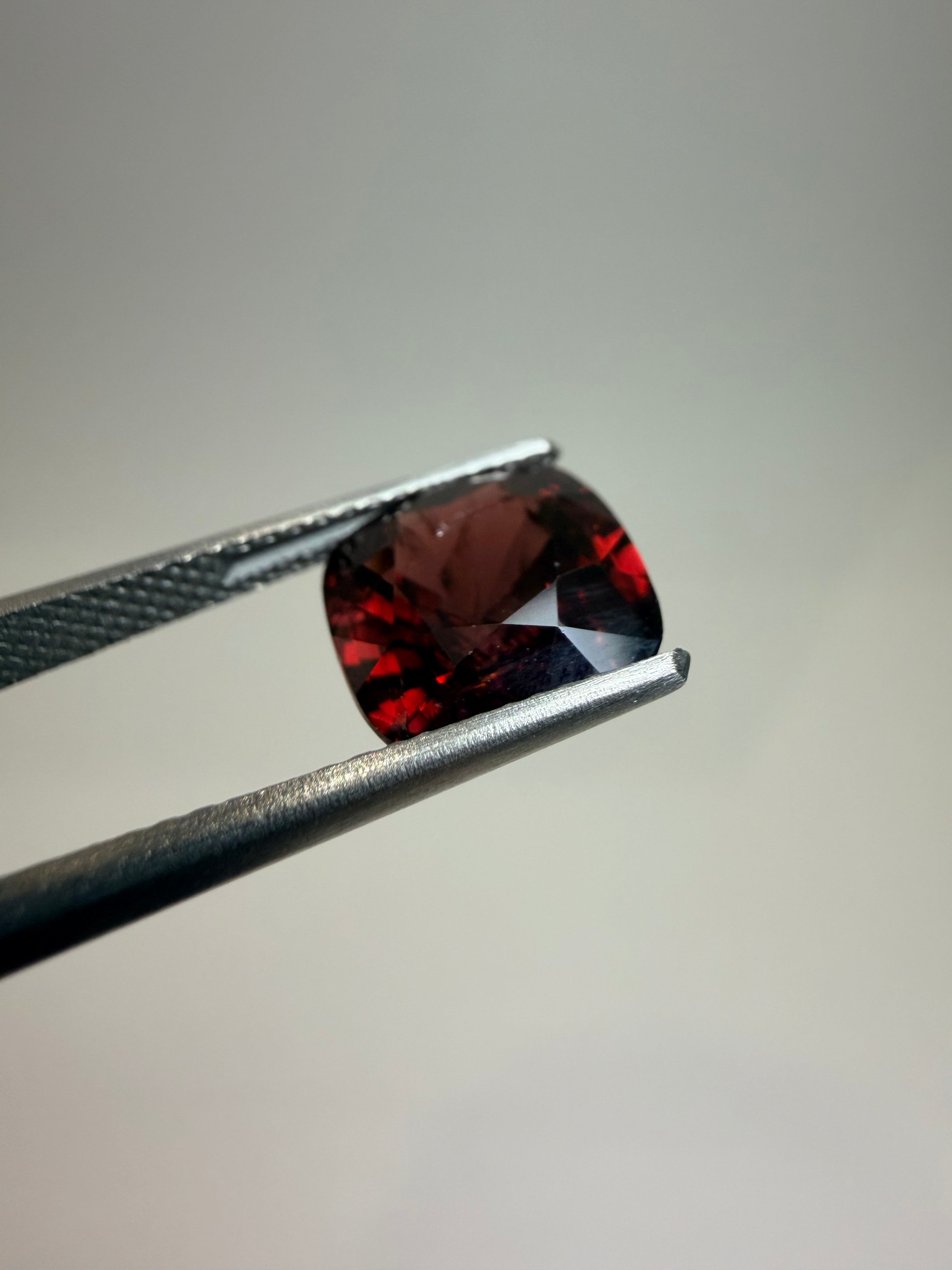Natural untreated dark-red spinel, 3.55 ct cushion, Luc Yen Vietnam