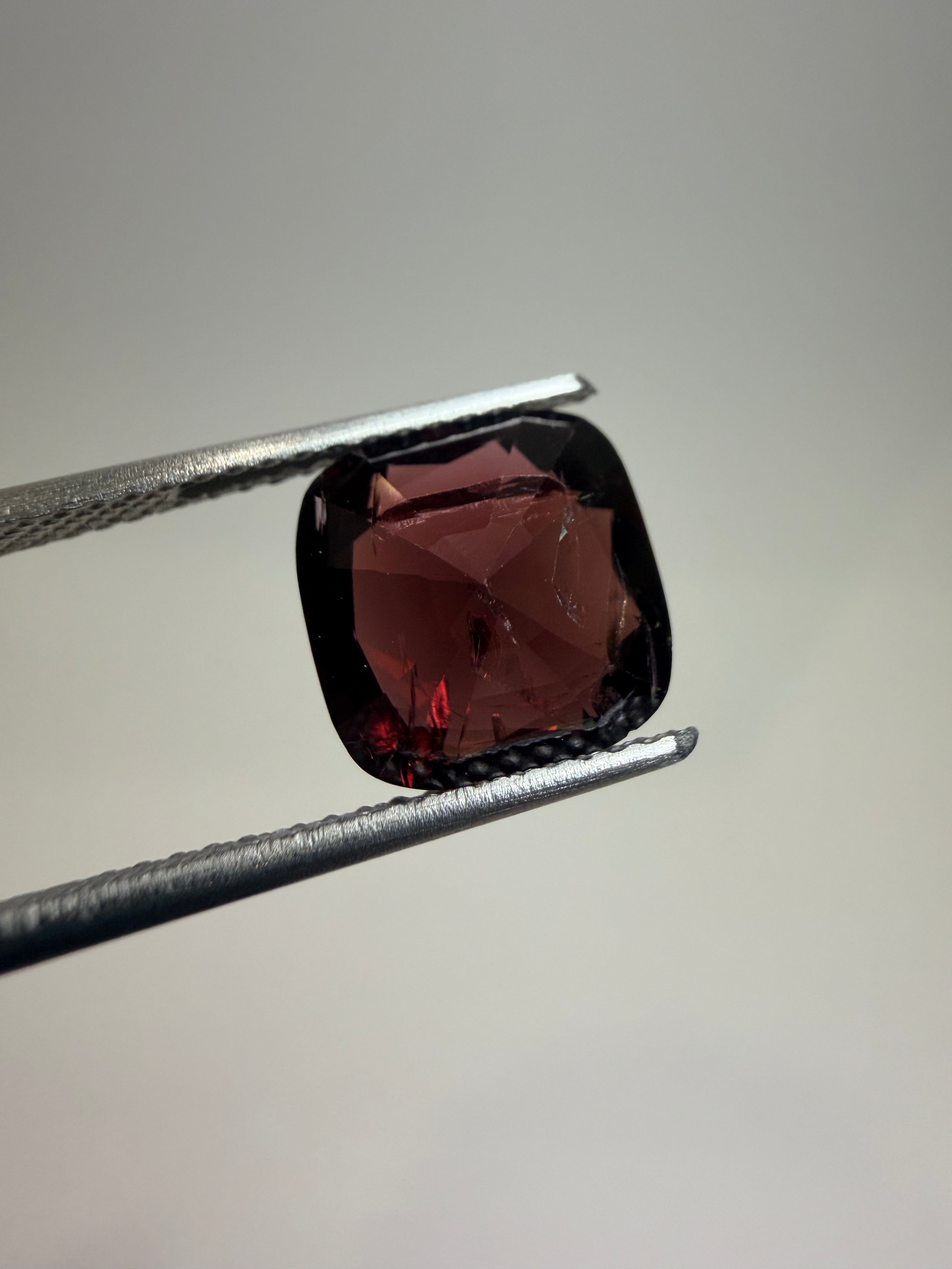 Natural untreated dark-red spinel, 3.55 ct cushion, Luc Yen Vietnam