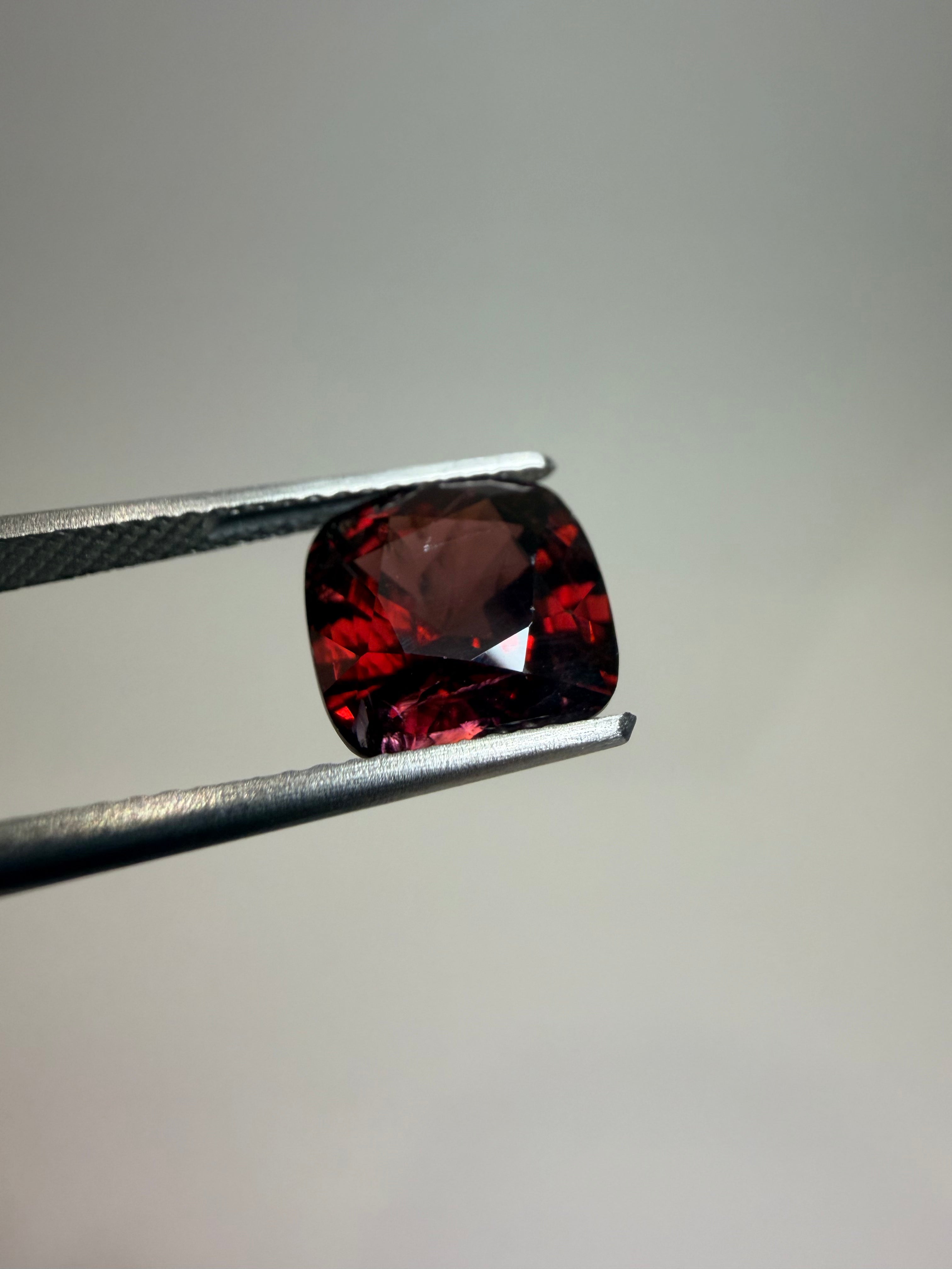 Natural untreated dark-red spinel, 3.55 ct cushion, Luc Yen Vietnam