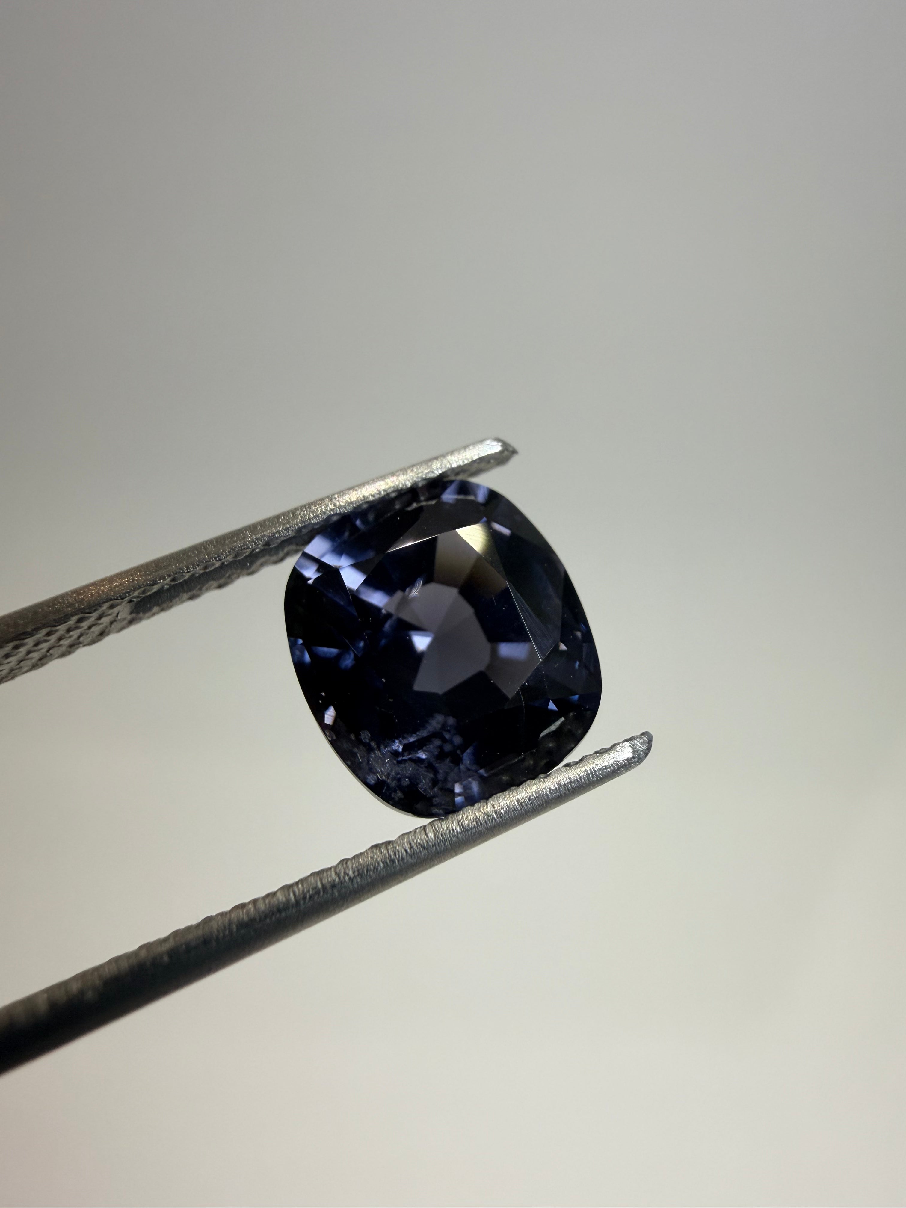 Natural untreated blue spinel, 2.65 ct cushion, Luc Yen Vietnam