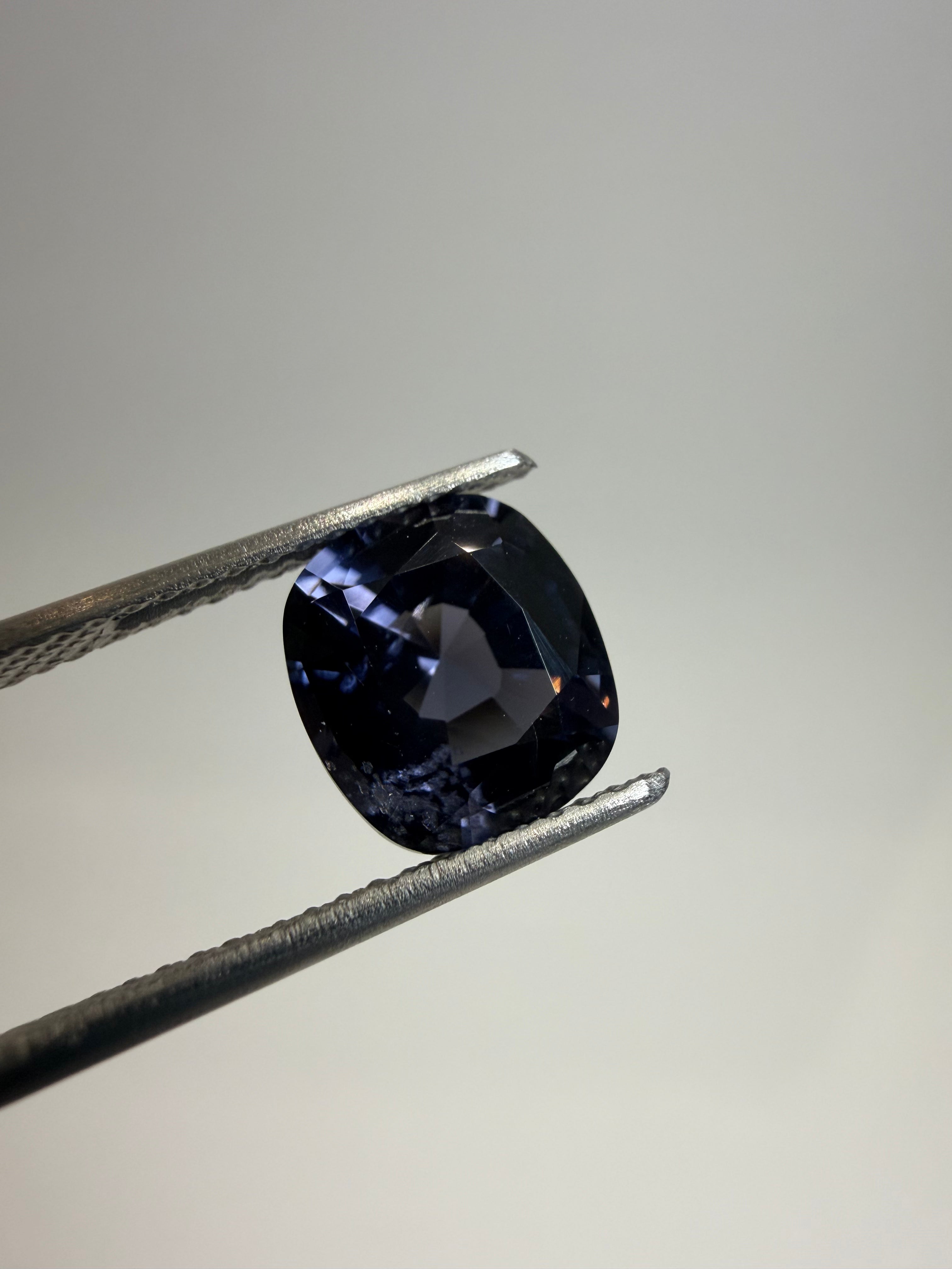 Natural untreated blue spinel, 2.65 ct cushion, Luc Yen Vietnam