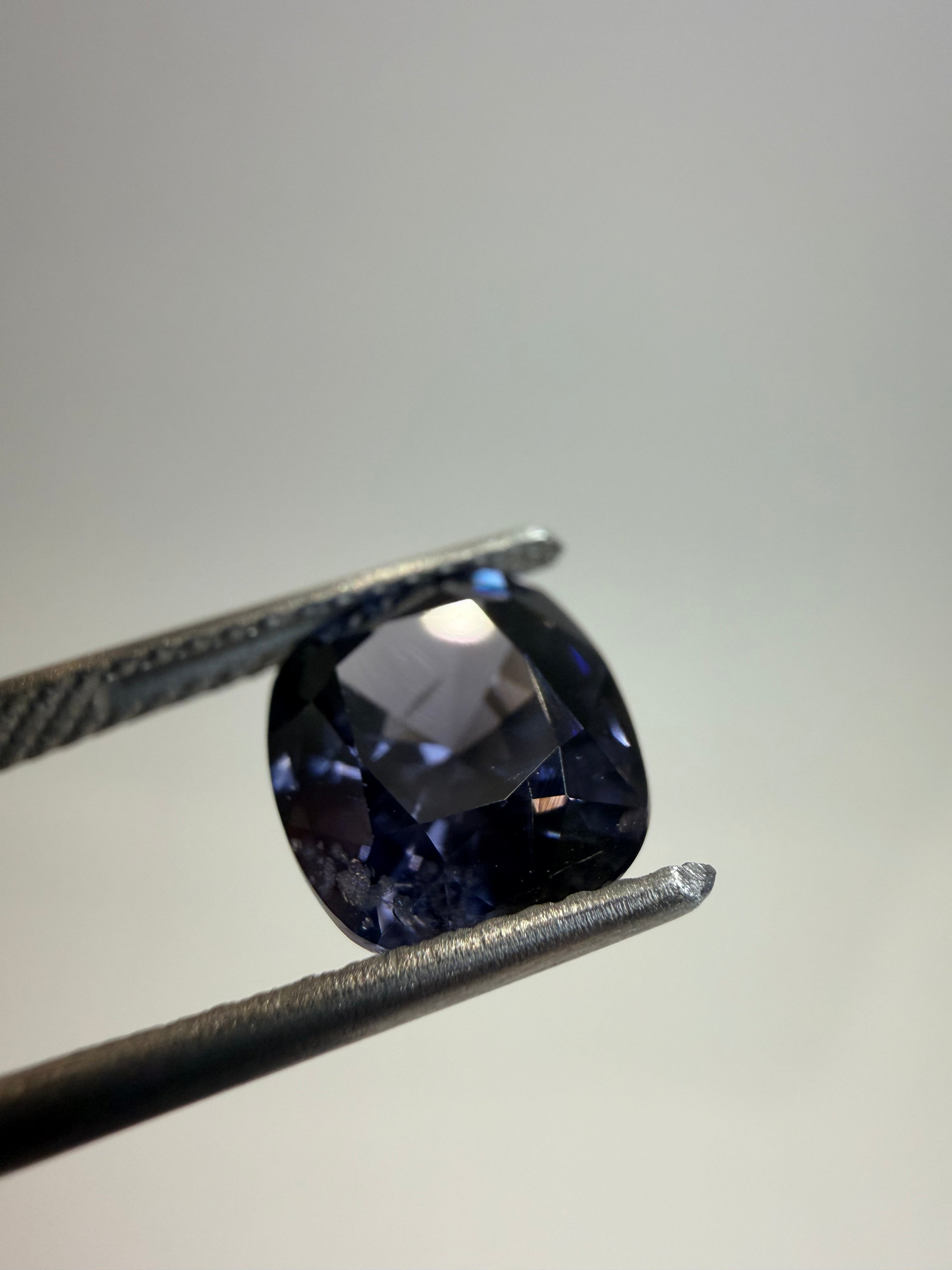 Natural untreated blue spinel, 2.65 ct cushion, Luc Yen Vietnam