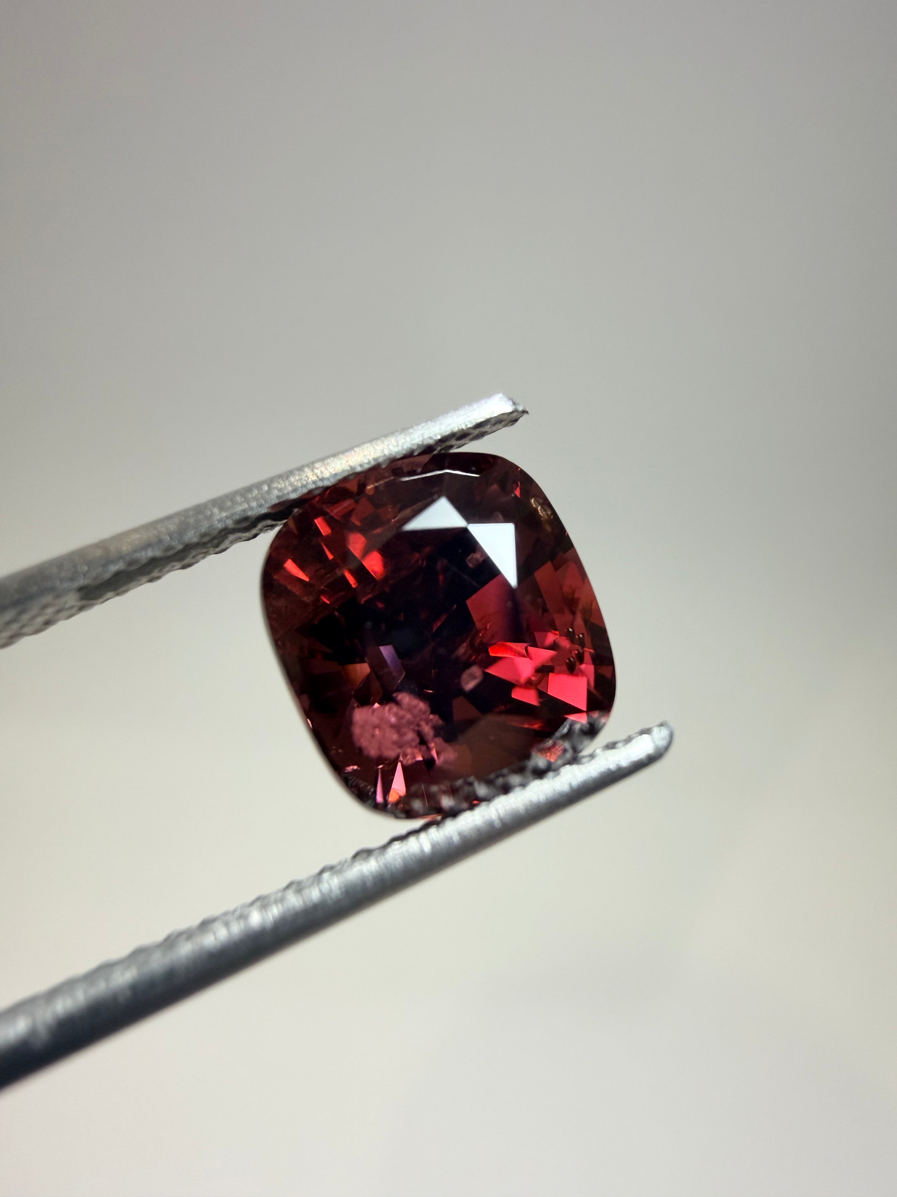 Natural untreated wine-red spinel, 3.18 ct cushion, Luc Yen Vietnam