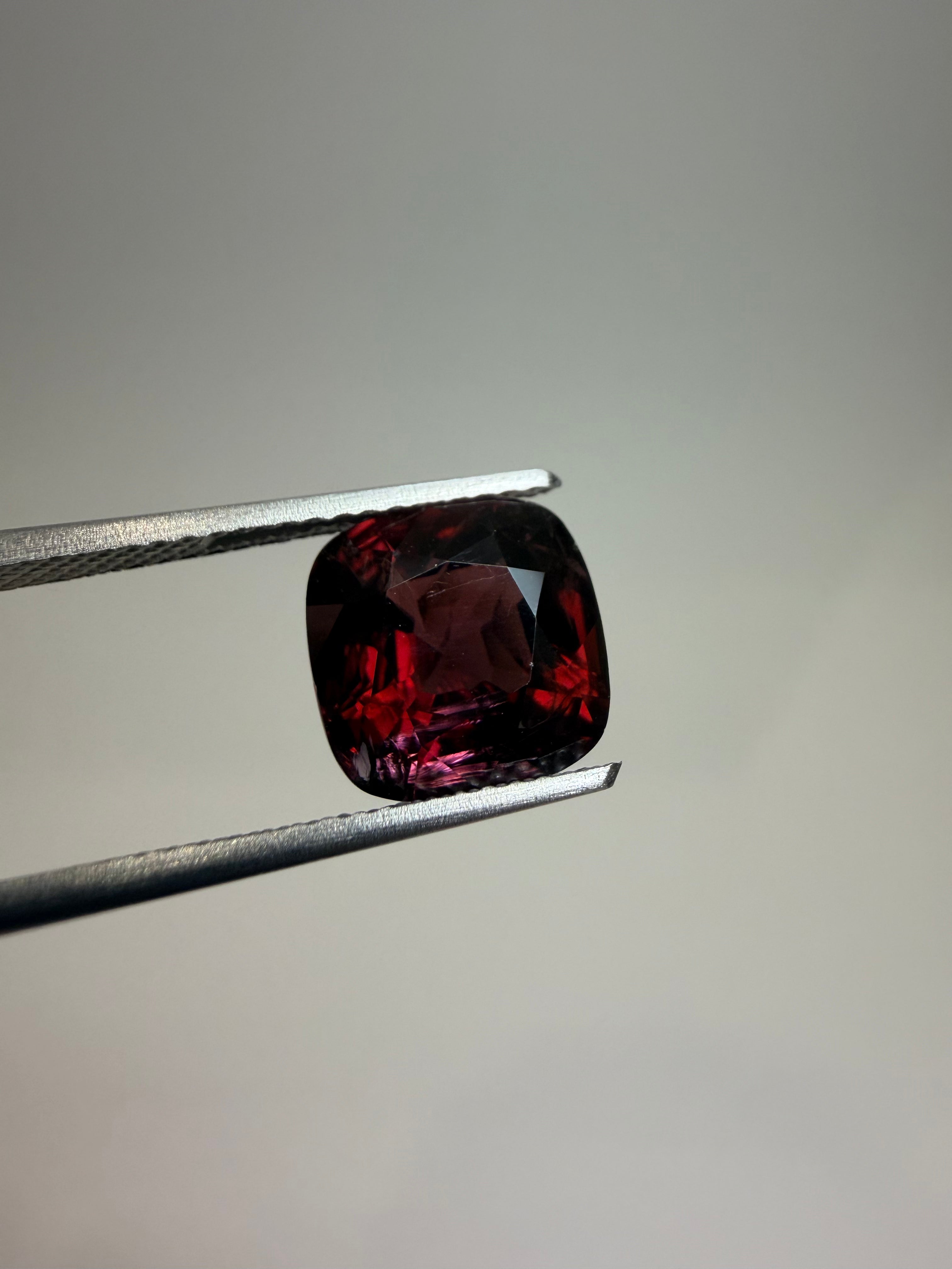 Natural untreated dark-red spinel, 3.55 ct cushion, Luc Yen Vietnam